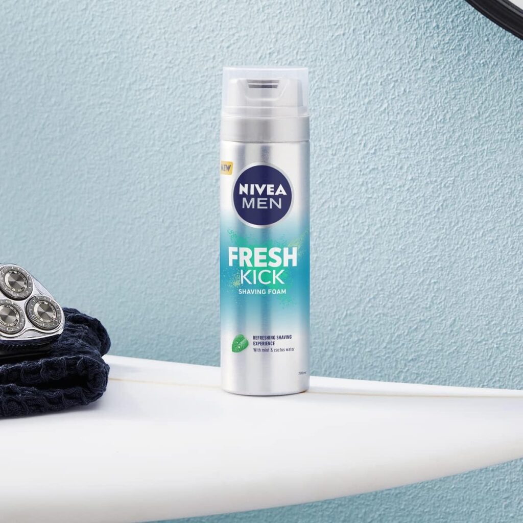 Nivea Men Fresh Kick Shaving Foam With Mint and Cactus Water, 200ml