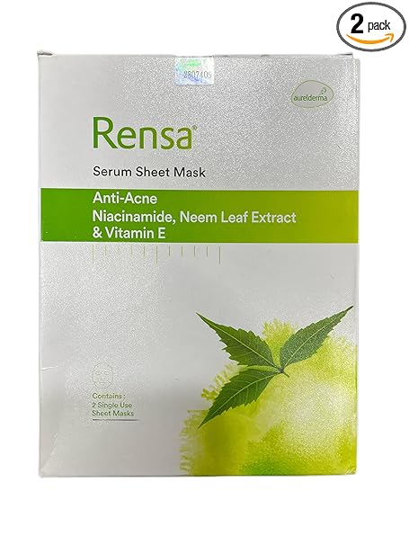 Rensa Anti-Acne Neem Leaf Extract & Vitamin E Serum 2Sheet Face MAsk